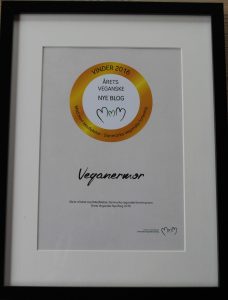 Diplom som Årets vegansk nye blog