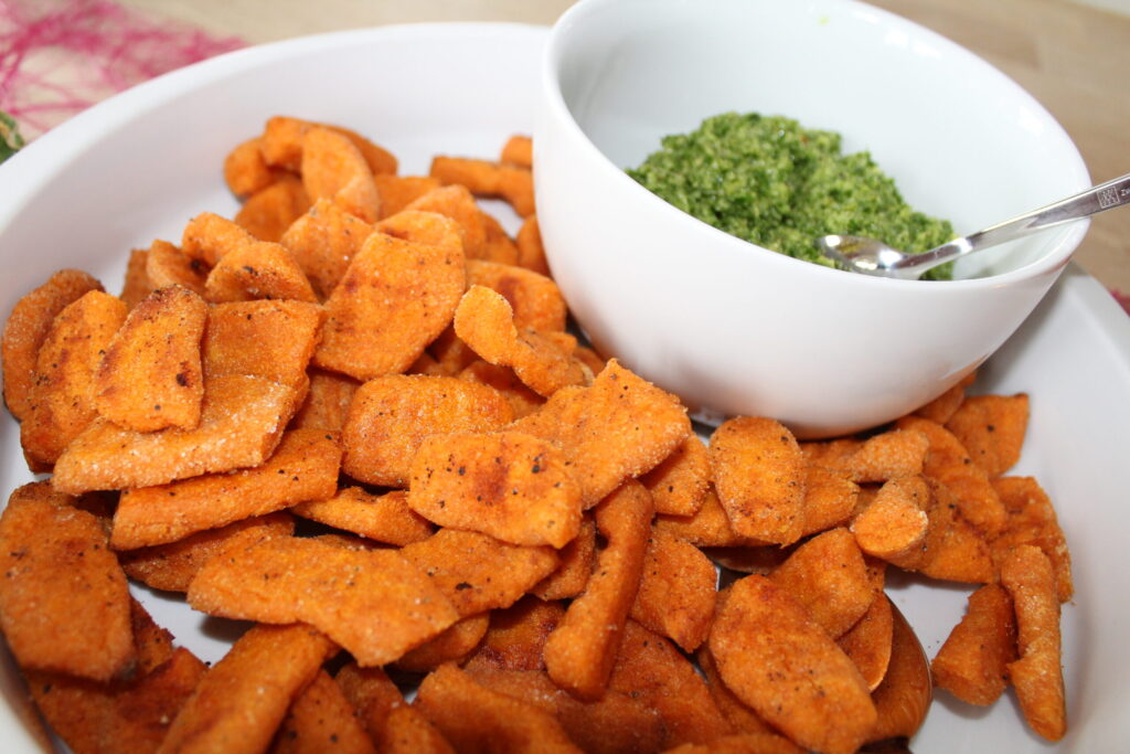 Gnozzi af søde kartofler og grønkålspesto