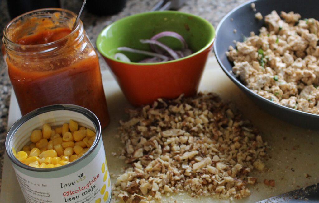 Ingredienser til hurtig pizza