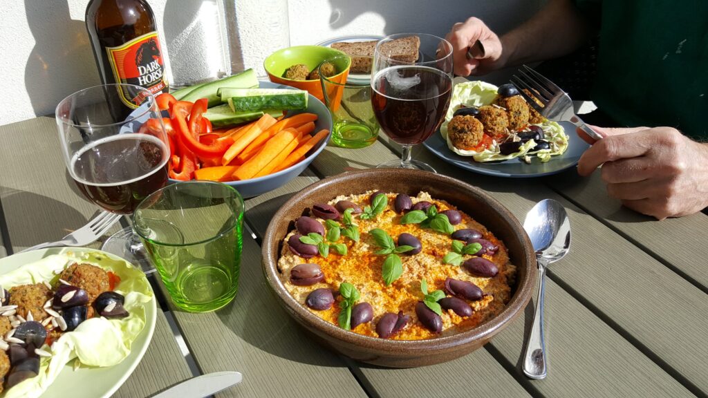 Vegansk lørdags frokost på terrassen