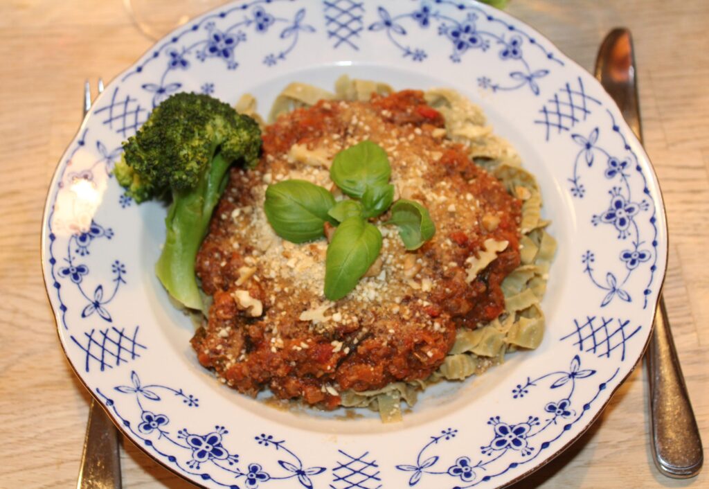 Svampebolognese med valnødder