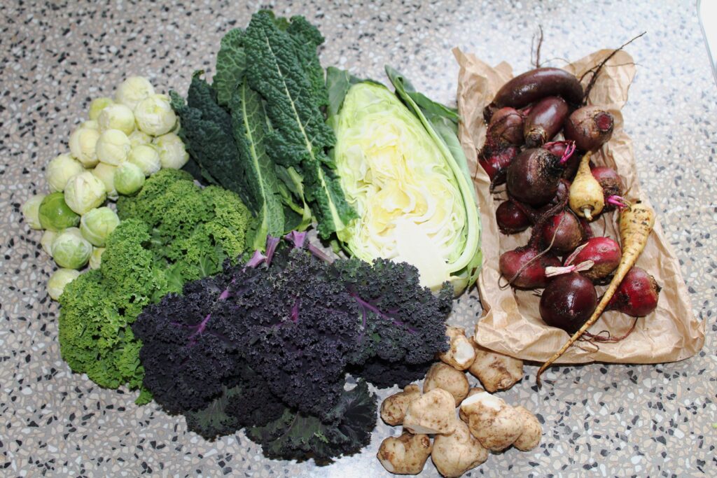 Kålsalat med bagte rodfrugter