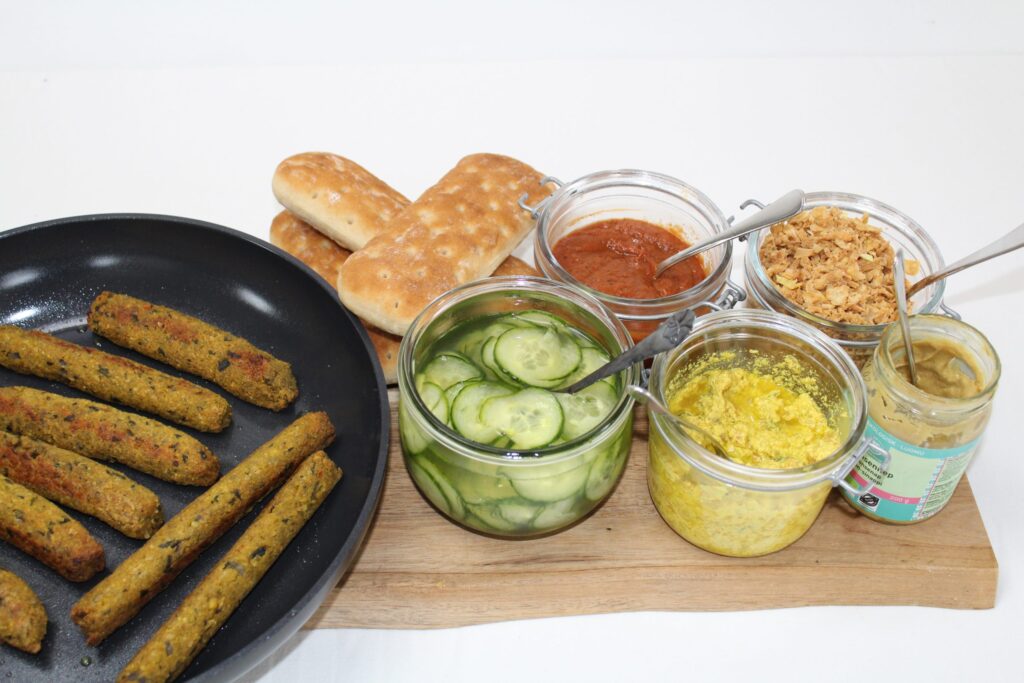 Falafelwurst i hotdog