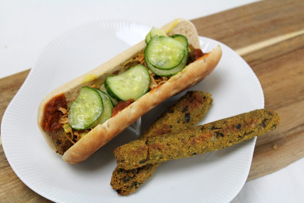 Falafelwurst i hotdog