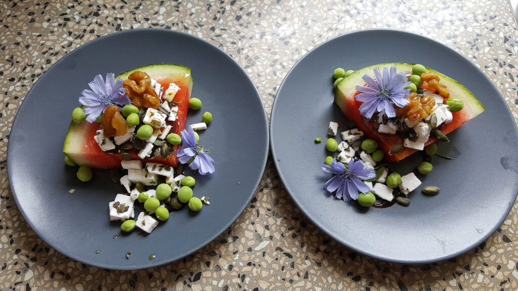 Vandmelon med feta og mynte