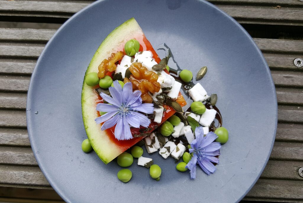 Vandmelon med feta og mynte