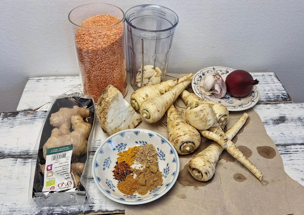 Pastinak- selleri- linsesuppe